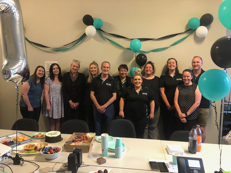 Asuria Ballarat jobactive team smiling all together on U Day 