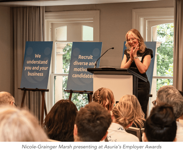 Nicole Grainger-Marsh presenting with caption